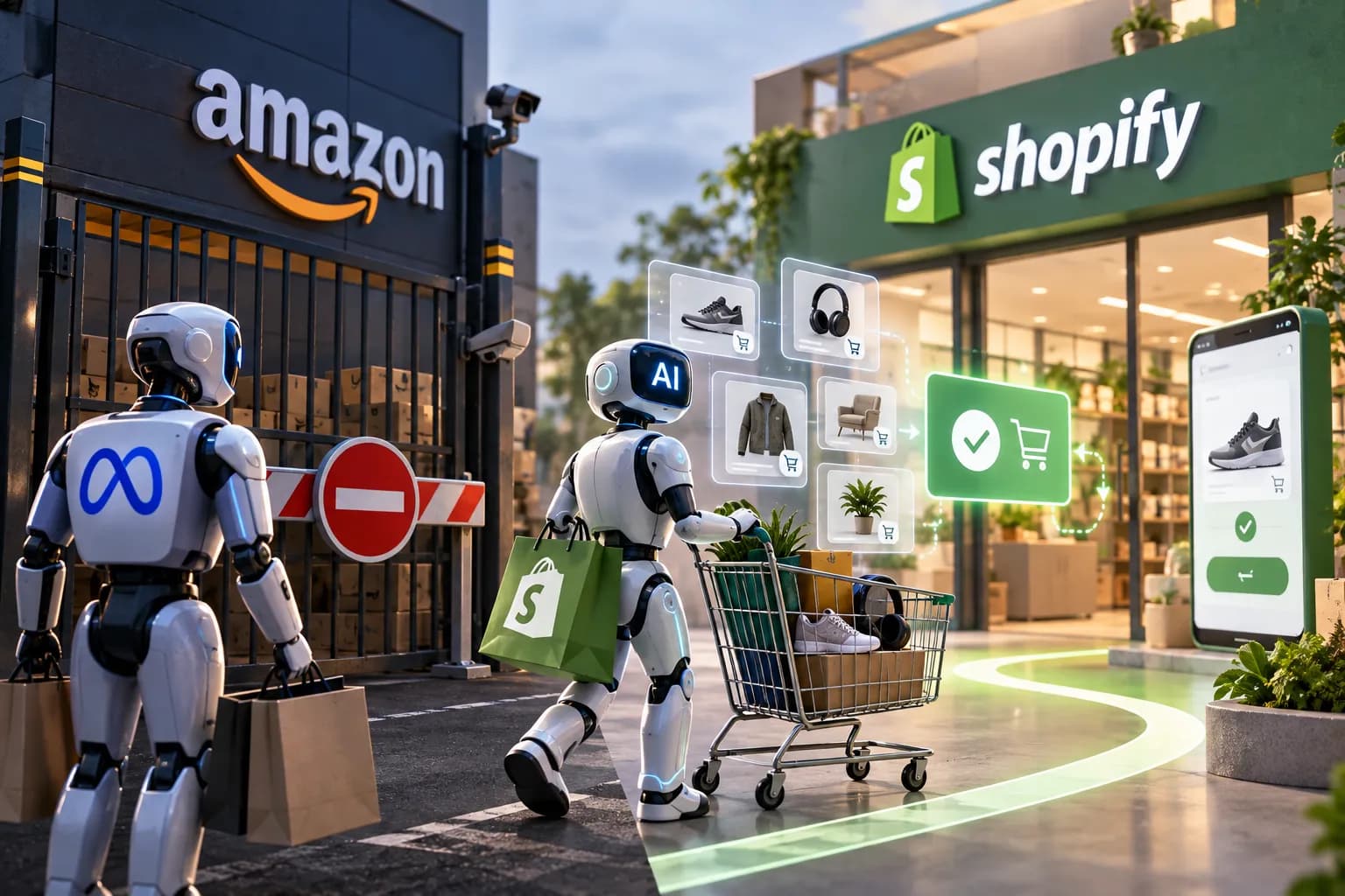 The War for the Future of Online Sales Has Begun: Amazon Blocks Meta's AI from Shopping, While Shopify Embraces the Change